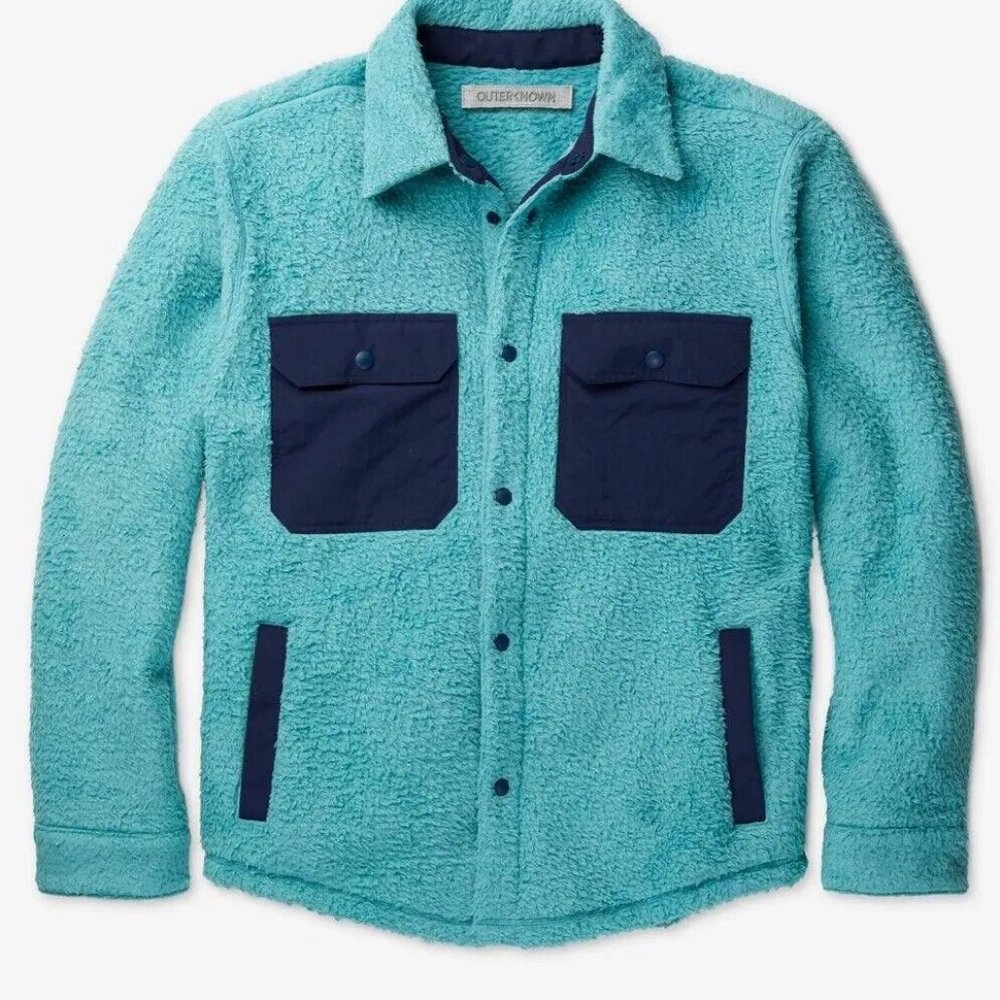 Outerknown Skyline Fleece Shirt Jacket Mineral Blue